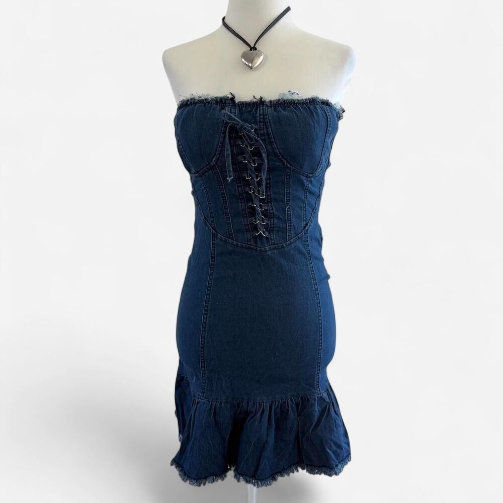 Y2K Grunge Party Girl Jean Bodycon Minidress